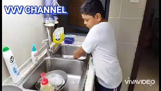 Vinayak helping in kitchen chores ! #LIFESKILL