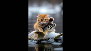 Orange cat trapped on ice. #cat #cutecat #kitten