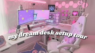 desk tour 2025 | pinterest inspired gaming setup,  cute cybercore aesthetic, desk inspo for girls