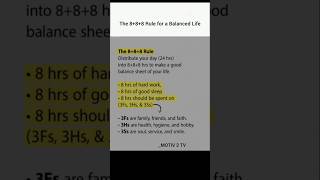 The 8+8+8 Rule for a Balanced Life #shorts #successmindset