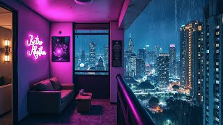Night Balcony Lofi 🎶 Lofi Beats with Rain sounds To Relax/ Study/ Work | Lofi Rain Playlist