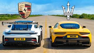 Porsche 911 GT3 RS v Maserati MC20: DRAG RACE