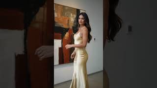 Curvy Golden Hourglass: Sculpted in Satin #luxury #fashion #beauty #dress