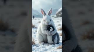 Smart Rabbit try to save Baby Penguin but she didn't #rabbitrescue #babypenguin #animalrescuevideos