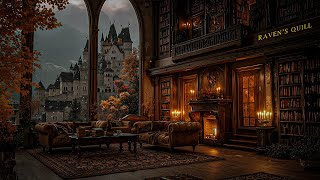 Medieval Castle Library Ambience | Cozy Study Nook | Dark Academia Autumn Vibes for Reading & Write