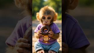 Cutest Baby Monkey Eating Chocolate Donut 🍩🐒 | Adorable Funny Moments