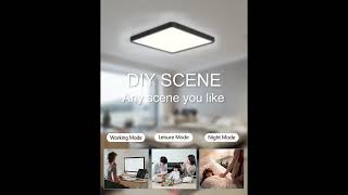 Smart Wood Grain LED Ceiling Lamp | Voice Control, App & Remote Compatible! 💡✨ #interiordesign #home