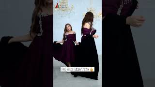 Mother Daughter Twinning in Elegant Plum Gowns 👗 | Matching Outfits Fashion Short #shorts