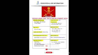 Indian Army Recruitment 2025  New Vacancy 2025 Education & Jobs Information #shorts