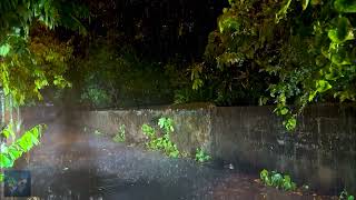 Heavy Rain at Night on a Quiet Street  Relaxing Rain for Sleep and Anxiety Relief