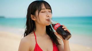 【AI生成】ビキニの美しい日本人女優のコーラCM