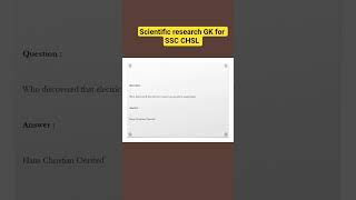 scientific research GK for SSC CHSL exam.. #ssc #governmentexam #currentaffairs #sscchsl #tuition