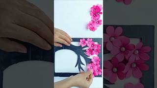 Beautiful Paper Flower Tree Wall Hanging || Cardboard reuse Idea for home decoration #shorts