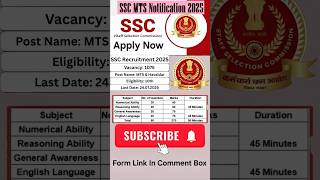 SSC MTS Notification 2025 | Full Details in comment box | Last Day of form 24/7/25  #sscmts #mts2025