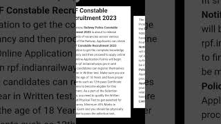 RPF vacancy 2023 | RPF CONSTABLE | New Vacancy 😍😱 जल्दी करो Check