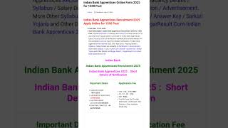 Indian bank apprentice recruitment,2025#indianbank#bank