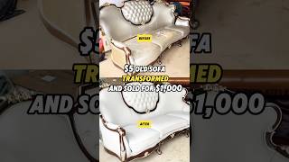 $5 Old Sofa transformed and Sold for $1000 #diy #sold #makemoney #revamping