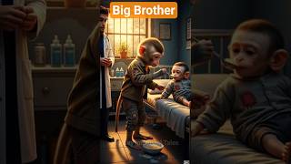 “Emotional Monkey Story | Brother’s Sacrifice for His Sick Baby Brother 🐒❤️”