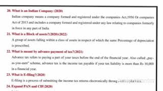 Important Two Marks Questions of ASSESSMENT OF NON INDIVIDUALS AND FILING OF ITRs