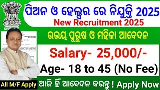 Peon and Helper odisha Govt Job 10th Pass Apply 2025/Odisha Govt School Peon Job 2025/Odisha Job