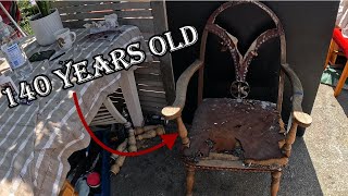 1880s Antique French Oak Leather Chair Restoration