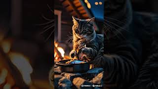 LOOK HOW THIS CAT IS EATING FISH😍 #viralvideo #cat #ai #shortsfeed #shortsfeed