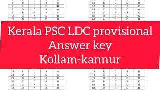KERALA PSC LDC KOLLAM KANNUR PROVISIONAL ANSWER KEY