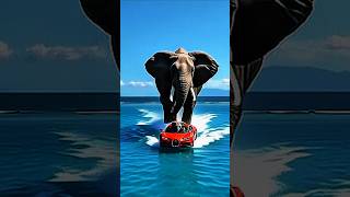 Bugatti action with elephant in the middle of the sea #bugatti #elephant #action #car #racing