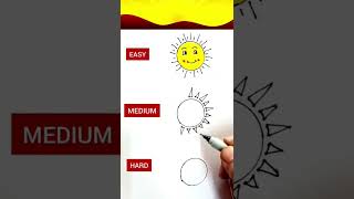 #24 DRAWING/Easy, Medium, Hard drawing of ☀️SUN#shorts#ytshorts#drawing#draw#tiktok#viral#satisfyinG