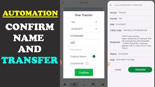 Confirm money recipient name and transfer money in one go ussd payments automator app and commands