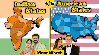 Indian States Vs USA States | Indian States Vs American States | India Vs US Comparison In Hindi