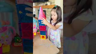 Toddler Learning Through Play | Magnetic Blocks Fun! Building Her Own Tower #learningthroughplay