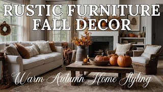 Rustic Furniture Fall Decor Ideas | Cozy & Warm Autumn Home Styling
