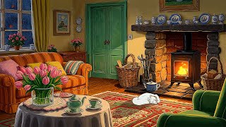 a beautiful night in a cozy 1940s cottage | vintage autumn oldies playing in another room
