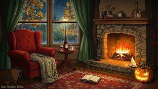 cozy autumn rain night in the 1930's with oldies playing in another room | sleep, relax, study
