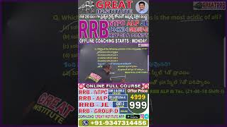 Chemistry - GREAT INSTITUTE RRB-ALP, TECHNICIAN, ASM, JE, GROUP-D, #railwayjobs2024