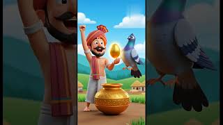The farmer and the pigeon find a pot full of golden eggs #ai #pigeon #egg#gold