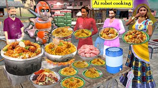 AI Robot Cooking Chicken Biryani Street Food Hindi Kahani Hindi Moral Stories New Funny Comedy Video