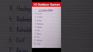 10 Outdoor Games Name in English and Hindi | Learn Outdoor Games Name | Outdoor Game #shorts