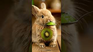 A watermelon- Bunny baby #BabyFox #CuteAnimals #FruitBaby #Shorts #CinematicAnimals"