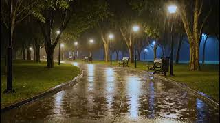 Heavy Rain Sounds I Recorded in a Night Park – ASMR White Noise for Deep Sleep & Insomnia Relief