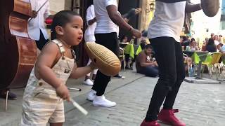 Little Cuban boy with rhythm steals the show in the streets of Havana! "Cuban salsa dancing"