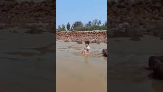 My sweet mom's funny moment at digha sea beach
