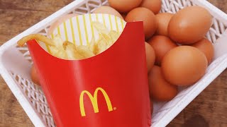 Exotic French Fries Omelet | KFC Burger King McDonald's | Cooking Thai Omelette | Street Food