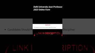 Delhi University Asst Professor 2023 Online Form #delhiuniversity #delhi #newjob