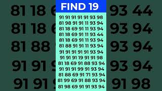 find the hidden 19 | Hidden number game #hiddennumber #hiddenemoji #hiddennumbers #oddoneout #quiz