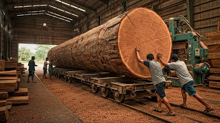 the most amazing cutting giant teak wood...amazing woodcutting skill...Sawmilling Process