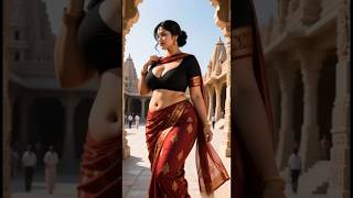 Stunning Saree Look at an Indian Temple! Red and Black Beauty! #Saree #Shorts