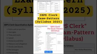 IBPS Clerk Exam Pattern & Syllabus 2025-26 | #clerk #ibps #ibpsclerk