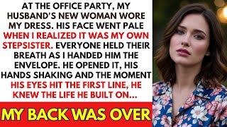 At the Office Party, My Husband’s Mistress Wore My Dress—And It Was My Own Stepsister.
